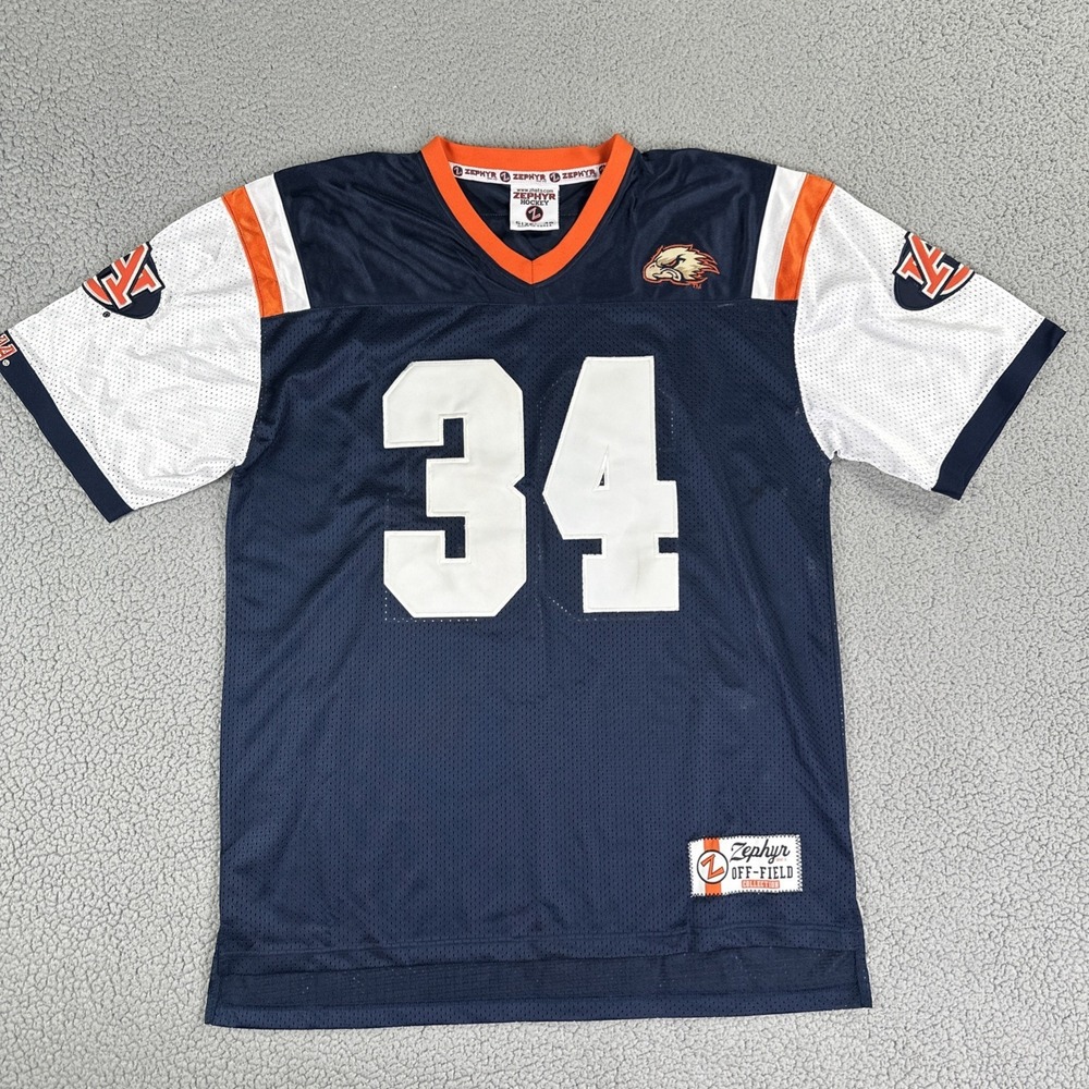 Zephyr Hockey Auburn Tigers War Eagle‎ Football Jersey #34 Men 48 Blue Off Field